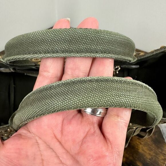 Prada Canapa Fringed Tote Bag Olive Green - Picture 10 of 16